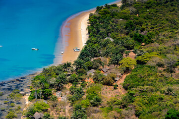 Wall Mural - Aerial view of the beatiful blue ocean water and green trees, Bissagos Archipelago (Bijagos), Guinea Bissau.  UNESCO Biosphere Reserve