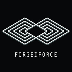 Logo Design Parallelogram Forged Force. Logo template of forged force in parallelogram Line Art style. Fit for tech, blockchain, digital data, cloud storage, internet,  etc.
