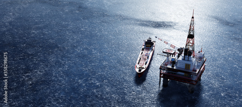 Oil platform on the ocean Tableau sur Toile