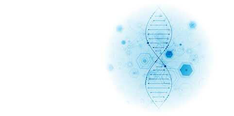 Science template, abstract background with a DNA molecules. Vector illustration.