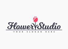 Flower Studio Logo. Vector Emblem.