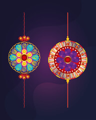 Poster - set of rakhi, raksha bandhan, hindu celebration india festival culture tradition vector illustration design