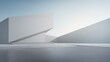 © MIRROR IMAGE STUDIO - Empty concrete floor for car park. 3d rendering of abstract white building with blue sky background.