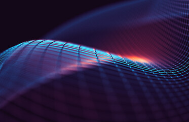 Wall Mural - fondo abstracto de la tecnología y la ciencia. malla o red con líneas y detalles de formas geométric