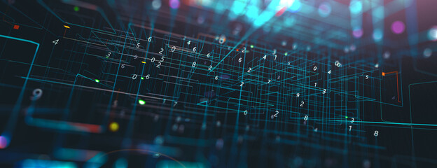 abstract tech and science background. 3d illustration. dots and lines geometric graphics.cyberspace 
