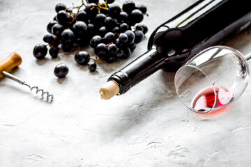 Wall Mural - Glass of red wine and bottle on white background