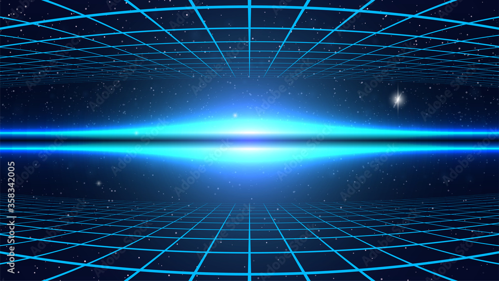 Synthwave background. 80s Retro style. Dark Futuristic 3d backdrop with ...