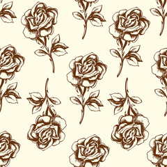 Wall Mural - Vintage floral seamless pattern with roses