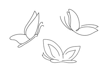 Doodle outline butterfly icon isolatednon white. Kids hand drawing line art. Sketch animal. Vector stock illustration. EPS 10