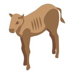 Sticker - African wildebeest icon. Isometric of african wildebeest vector icon for web design isolated on white background