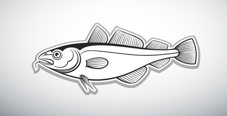 cod fish outline vector illustration