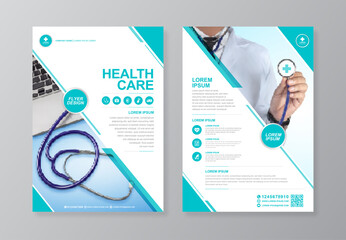 Corporate healthcare and medical cover and back page a4 flyer design template for print