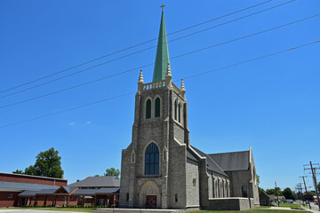 Wall Mural - old majestic church in a small town