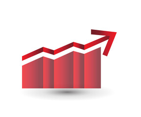 Business red graph statistics growth sales icon logo