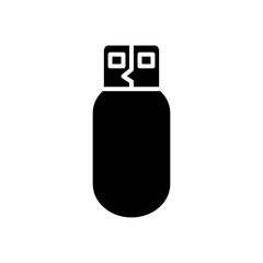 Poster - usb, flash drive icon, silhouette style