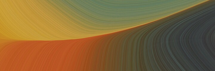 Poster - simple colorful smooth swirl waves background design with dark olive green, peru and coffee color