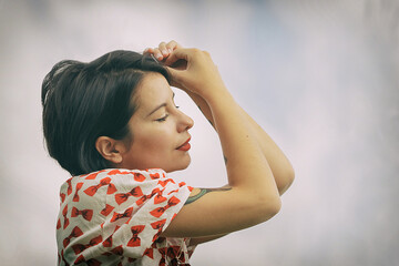 Wall Mural - woman dreaming of the clouds, spain