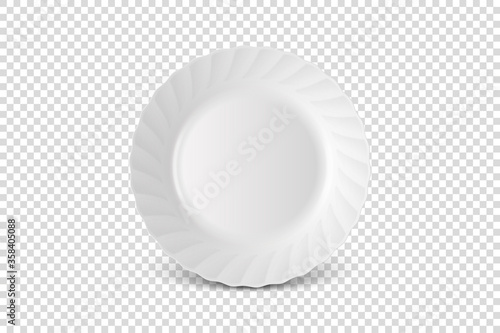 Fotografía Vector 3d Realistic White Porcelain, Plastic or Paper Disposable Food Dish Plate Icon Closeup Isolated