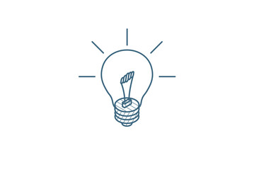 light bulb, idea isometric icon. 3d line art technical drawing. Editable stroke vector