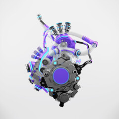 Wall Mural - Futuristic artificial heart. 3d rendering of robotic heart organ