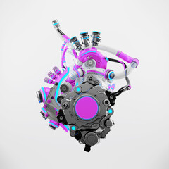 Sticker - Futuristic artificial heart. 3d rendering of robotic heart organ