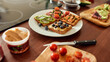 © Svitlana - Set with toast bread and different healthy vegetarian toppings. Vegetarianism, healthy food concept