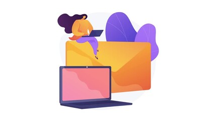 Newsletter profitable promotional campaign. Email marketing. Graph growth on computer screen, advertising strategy abstract concept motion graphics metaphor. 4K seamless loop video animation footage.