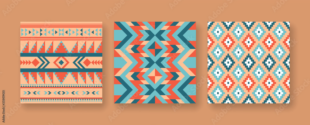 Abstract native american seamless pattern set Stock Vector | Adobe Stock