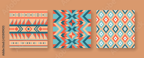 Fotografía Abstract native american seamless pattern set