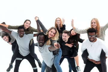 Wall Mural - group of diverse fun-loving young people standing together