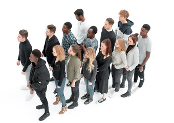 Sticker - group of happy young people standing together.