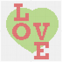 Love Cross Stitch, Heart Shape, Romance