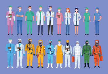 Wall Mural - group of medical staff healthcare workers characters