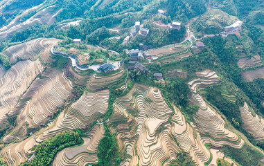 aerial view of terraced fields in south of china