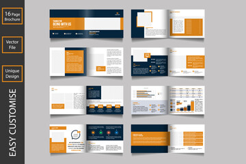 Business brochure template layout design, , annual report minimal template, yellow minimal business profile template layout, editable brochure, 16 pages brochure layout design template layout.