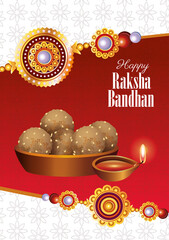 Sticker - happy raksha bandhan celebration with food and candle