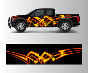 Wall Mural - Racing graphic background vector for Truck, Pickup and vehicle branding. vinyl and wrap design vector