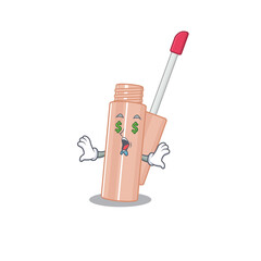 Sticker - wealthy cartoon character concept of lip tint with money eyes