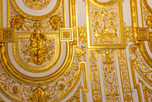 Close-up Of Ornate Gilded Golden Ceiling