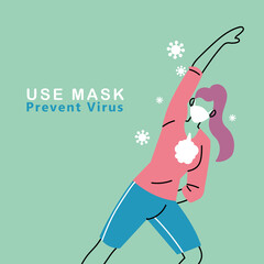 Poster - woman with mask doing exercise outdoors