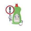 © kongvector - A cartoon icon of dishwashing liquid with a exclamation sign board
