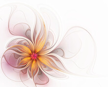Beautiful Openwork Fractal Flower On A White Background. Fantasy