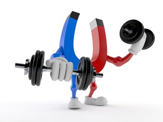 Canvas Print - Horseshoe magnet character with dumbbells