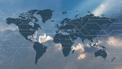 Wall Mural - cloud storage with sky nature background in business with technology network server online digital d