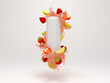 White soda can with lemon and strawberry liquid splash mockup 3d render