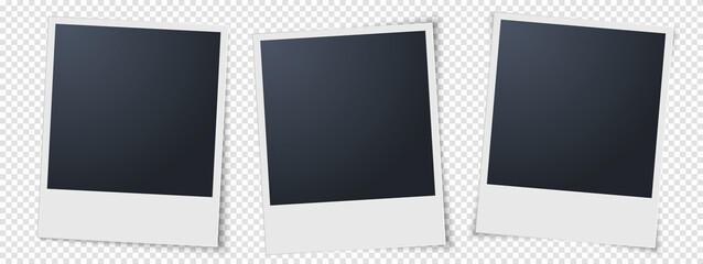 Wall Mural - photo frames set, isolated on transparent background. realistic vector illustration