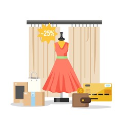 Wall Mural - Online shopping, vector flat style design illustration