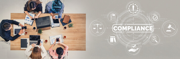 Wall Mural - compliance rule law and regulation graphic interface for business quality policy