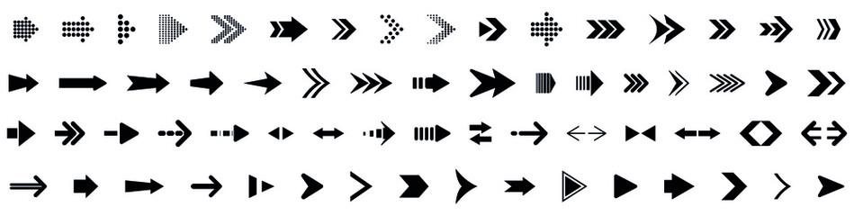 Poster - set of arrow icons collection with black color in white background