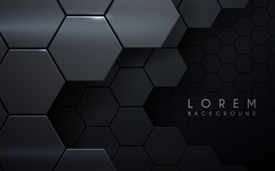 Wall Mural - Abstract metal hexagon layers background